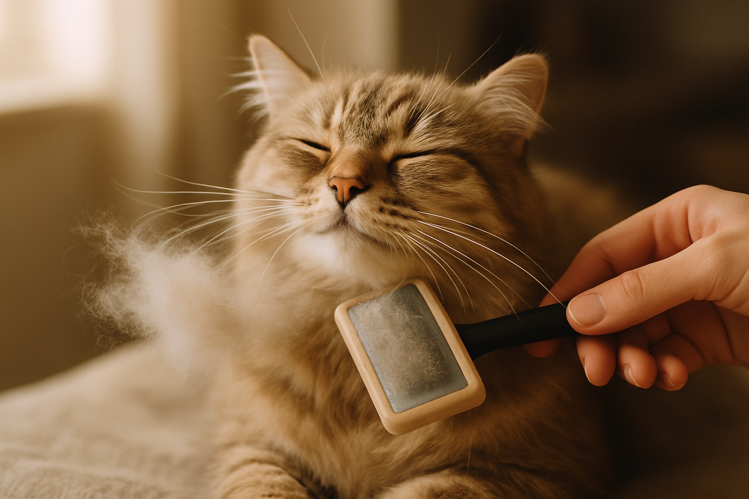cat being brushed