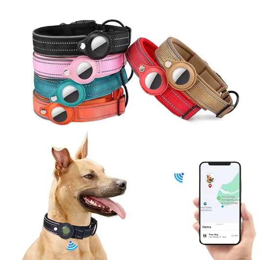 Waterproof Anti-Lost Dog Collar Padded Collars with AirTag Holder
