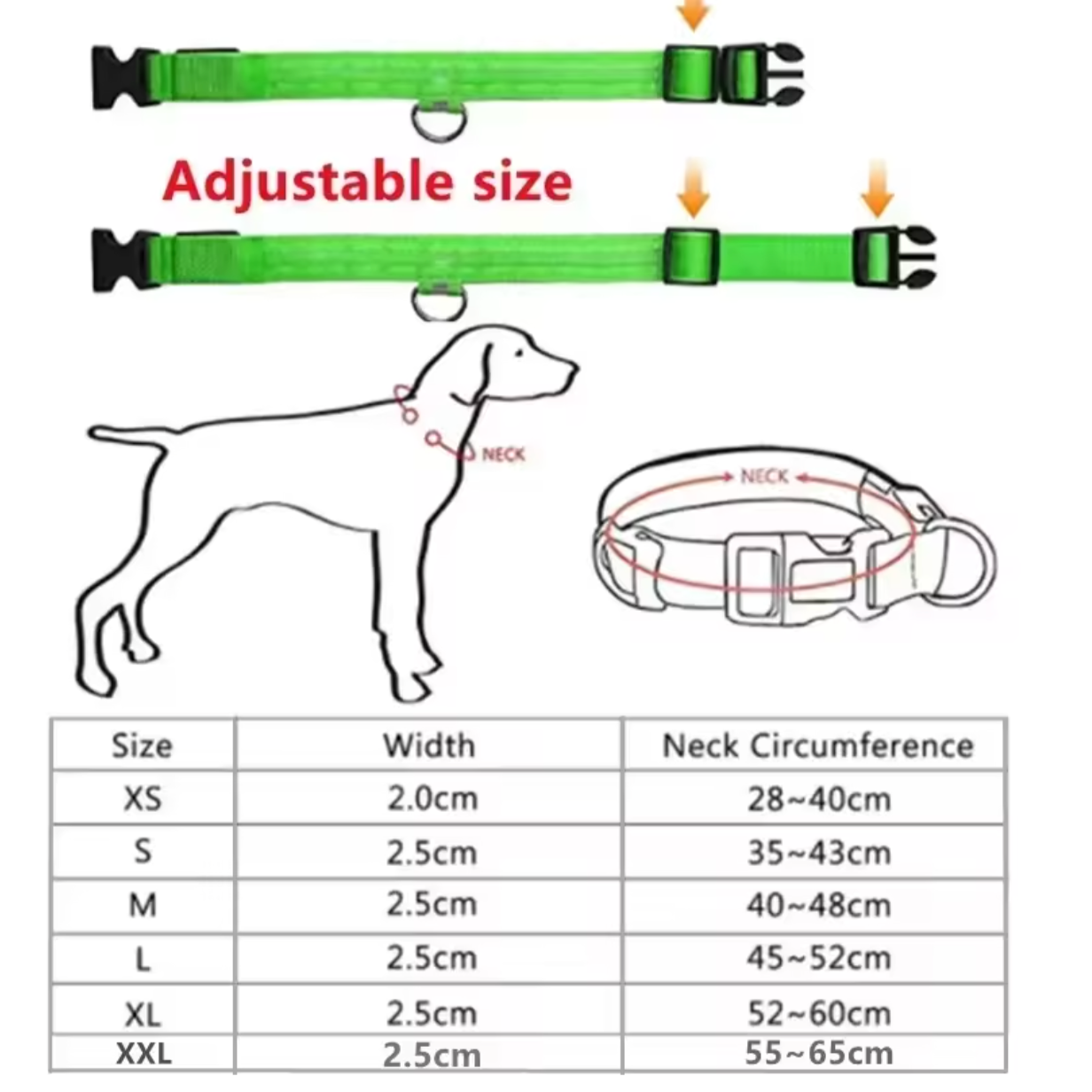 LED Glowing Dog Collar Adjustable